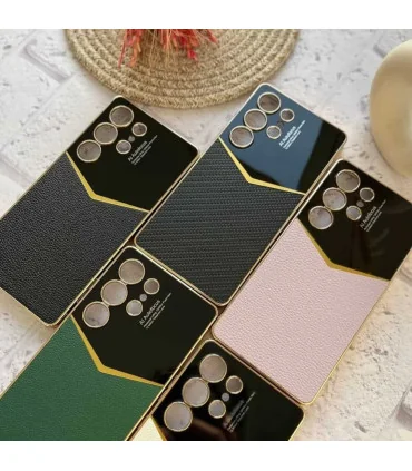 قاب چرمی s25 ultra دور طلایی viva madrid