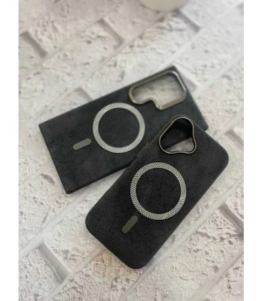 قاب چرم s24 ultra مگ سیف لنز فلزی یونیک