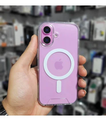 قاب ایفون 16 پرو مگ سیف شفاف کلید فلزی space