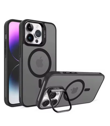 قاب مات ایفون 16 پرومکس مگ سیف استند + محافظ لنز ست |case pro