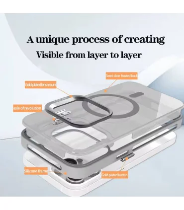 قاب مات ایفون 16 مگ سیف استند+محافظ لنز ست case pro