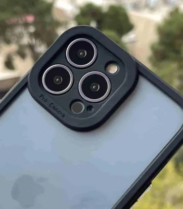 قاب pro camera ایفون 12 پرومکس شفاف کلید فلزی