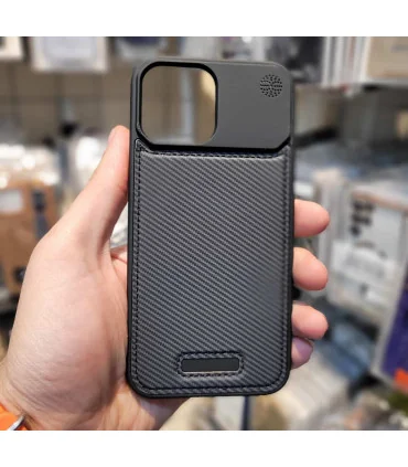 قاب ایفون 13 جیر کربنی+ محافظ لنز ست q series
