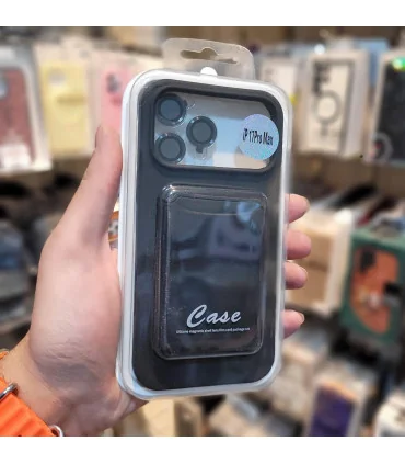 قاب آیفون 17 پرو سیلیکونی + ولت + محافظ لنز