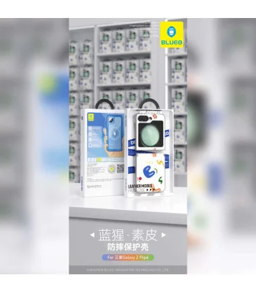 قاب زد فلیپ z flip 6 چرمی اورجینال بلو مانکی