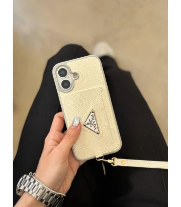 قاب ایفون 16 پرومکس چرم جا کارتی اورجینال prada