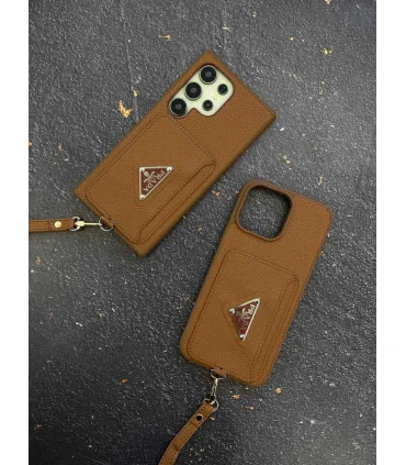قاب ایفون 15 پرومکس چرم جا کارتی اورجینال prada