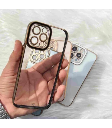 قاب اورجینال لاکچری پشت شفاف دور طلایی ایفون 13 پرو iphone 13 pro