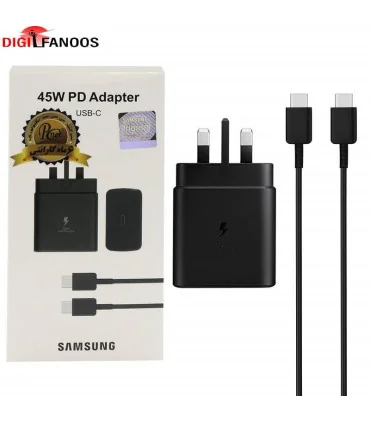شارژر 45 واتی سامسونگ با کابل تایپ سی مدل EP-TA845XBEGCN