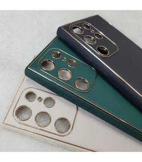 قاب چرمی s24 ultra دور طلایی laether case