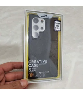 قاب چرمی s24 ultra جاکارتی دار keephone