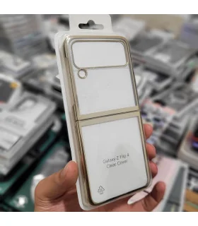 قاب کریستالی دور طلایی سامسونگ z flip 4 clear cover