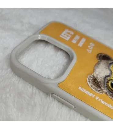 قاب نیمی ایفون 12 پرومکس خرس کاپشن چرمی