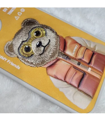 قاب نیمی ایفون 12 پرومکس خرس کاپشن چرمی