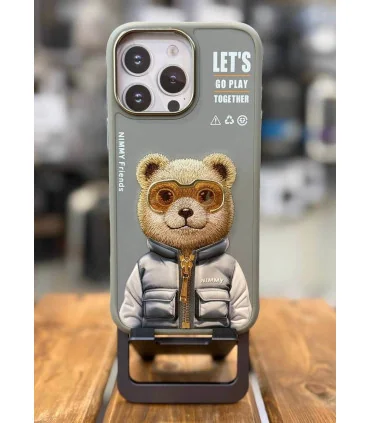 کاور نیمی ایفون 16 پرو خرس عینکی لنز فلزی