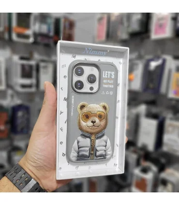 کاور نیمی ایفون 16 پرو خرس عینکی لنز فلزی