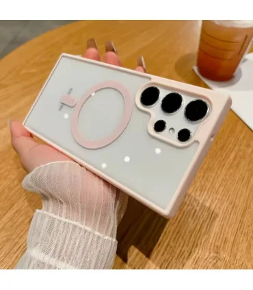 قاب کریستالی s25 ultra دور سیلیکون رنگی مگ سیف