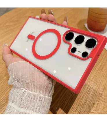 قاب کریستالی s25 ultra دور سیلیکون رنگی مگ سیف