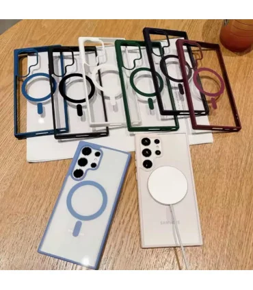 قاب کریستالی s25 ultra دور سیلیکون رنگی مگ سیف