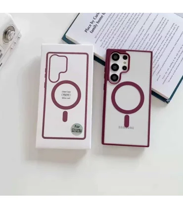 قاب کریستالی s25 ultra دور سیلیکون رنگی مگ سیف