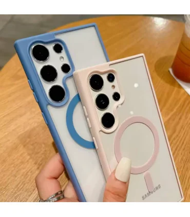 قاب کریستالی s25 ultra دور سیلیکون رنگی مگ سیف