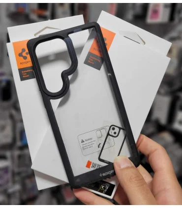 قاب کریستال s25 ultra spigen دکمه فلزی